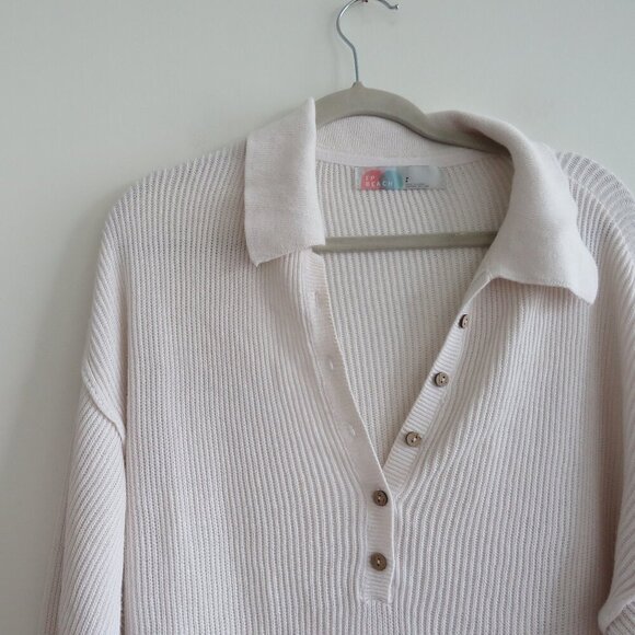 FREE PEOPLE BEACH Picnic Sweater Mini Dress Ribbed White Comfy Boho Coastal Sz M - Picture 12 of 15